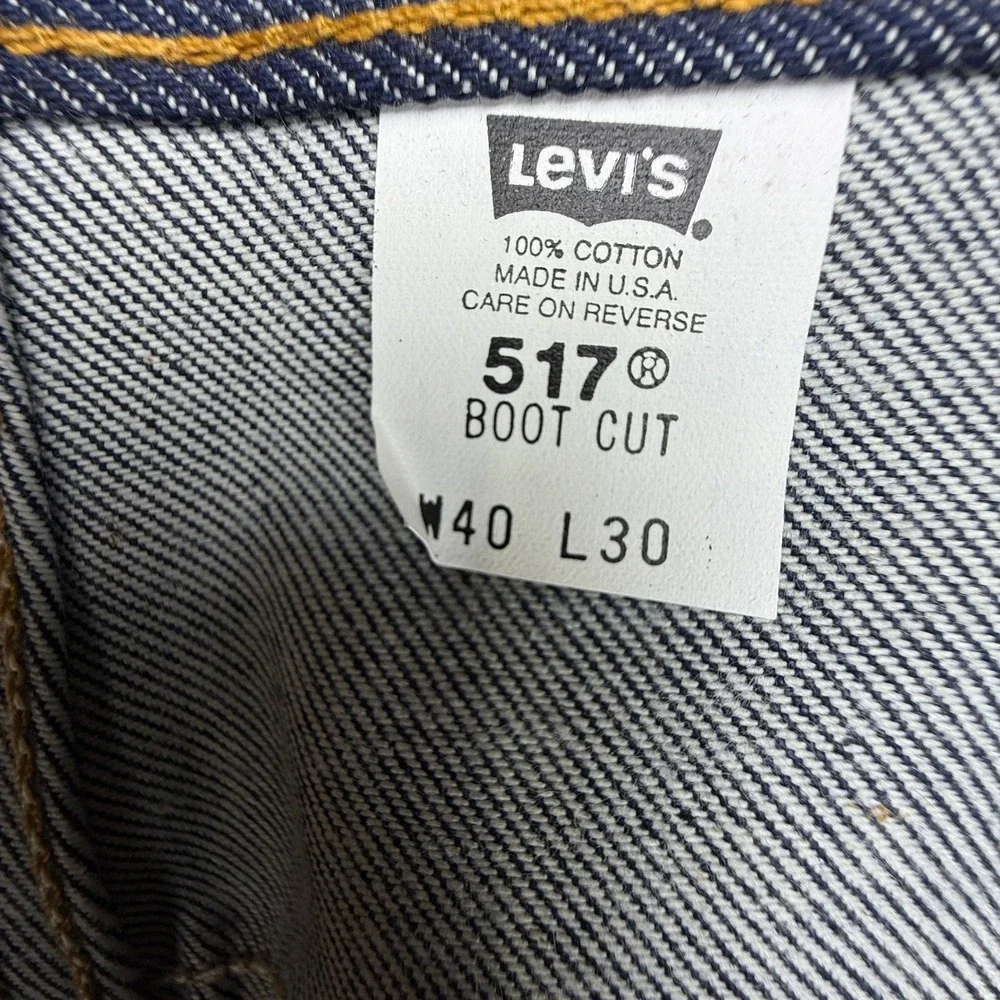 Vintage Levis 517 Mens 40x30 Boot Cut Jeans Rigid Indigo Blue USA 517-0217